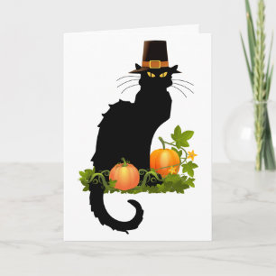 Le Chatta Noir Thanksgiving och Pilgrim Turkiet Helgkort