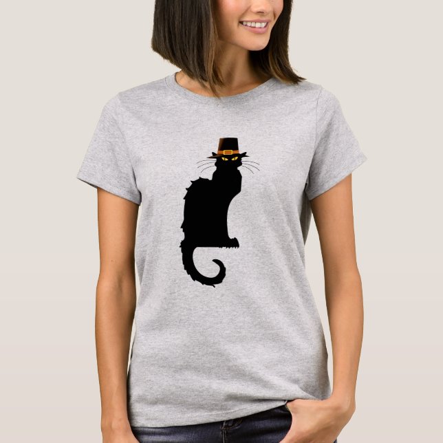 Le Chatta Noir Thanksgiving Pilgrim Hat T-shirt (Framsida)