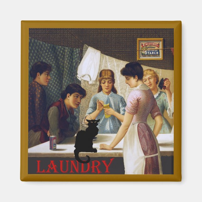 Le Chatta Noir Tvätt Room Magnet (Framsidan)