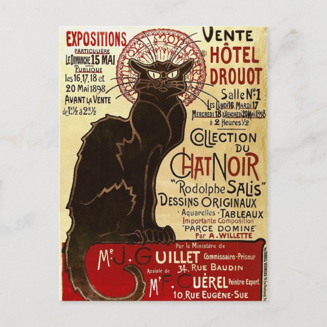 Le Chatta Noir, Vente Hôtel Drouot Fine Art Vykort (Framsida)