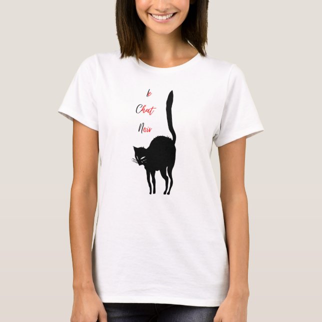 Le Chatta Noir - Vintage Black Cat T Shirt (Framsida)