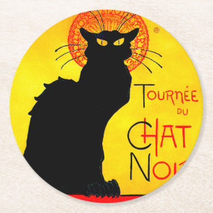 Le Chatta Noir Vintage Underlägg Papper Rund