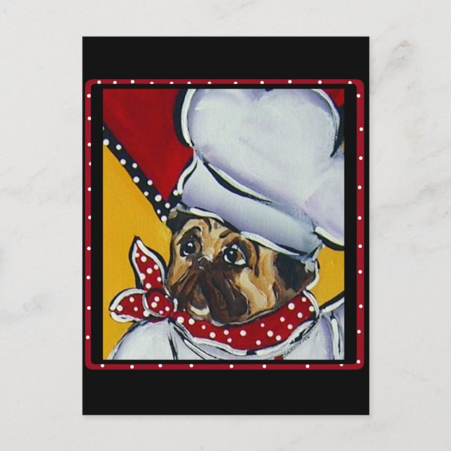 Le Chef Pug Vykort (Framsida)