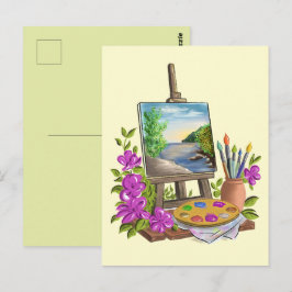 Le chevalet del'artiste peintre. vykort