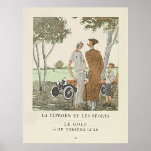 Le Citroën et les Sports - Vintage Golf Print Poster