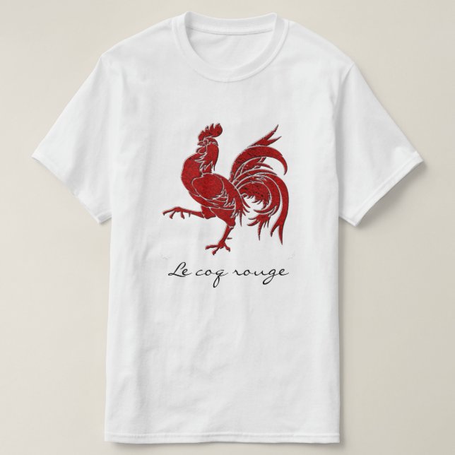 Le coq rouge den röda tuppen tee (Design framsida)