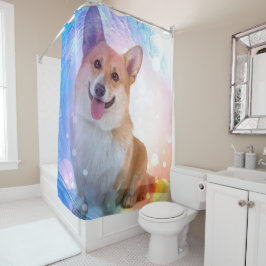 Le corgien under blått vinka