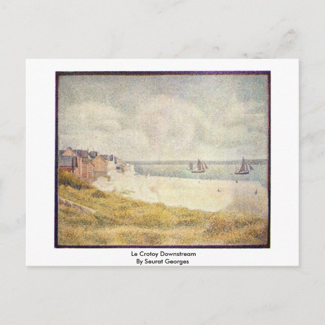 Le Crotoy nedströms av Seurat Georges Vykort (Framsida)