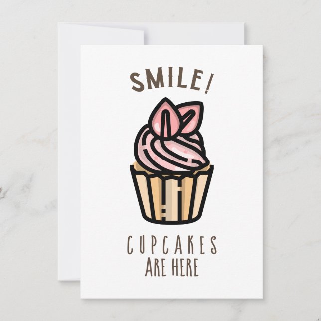 Le! Cupcakes är här Rosa Design Kort (Framsida)