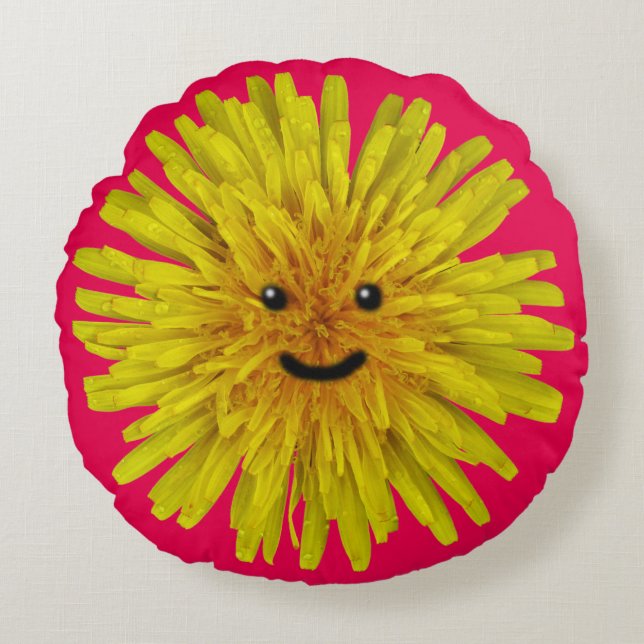 Le den gula maskrosbrudtärnan på någon färg rund kudde (Framsidan)