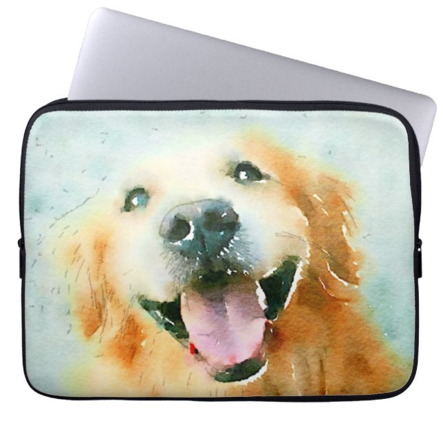 Le den guld- retrieveren i vattenfärg laptop sleeve (Framsidan)
