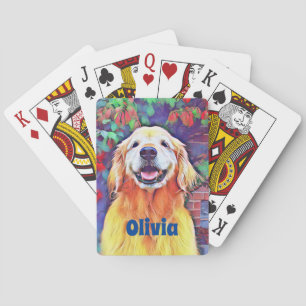 Le den guld- Retrieverhunden i vibrerande färger Casinokort
