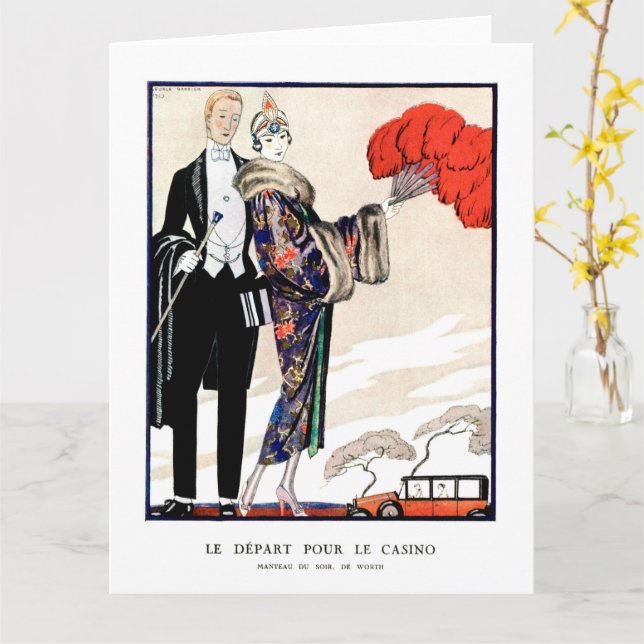 Le départ pour le casino av George Barbier Kort (Gul blomma)
