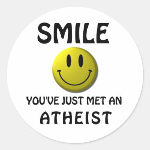 LE dig har precis mött en atheist. Runt Klistermärke