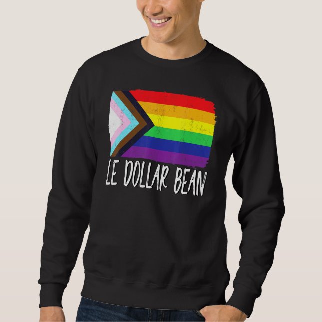 Le Dollar Bean Lgbt Flagga Rainbow Pride Month Vin Lång Ärmad Tröja (Framsida)