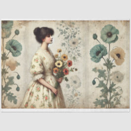 Le Femme Old World Blommigt Victorian Decoupage