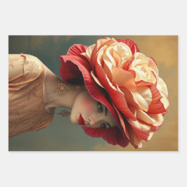 Le Femme Peony Decoupage Flat Wrapping Gift Papper