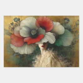 Le Femme Poppy Decoupage Flat Wrapping Gift Paper