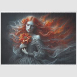 Le Femme Red Har Beauty Romantik Fleur Decoupage