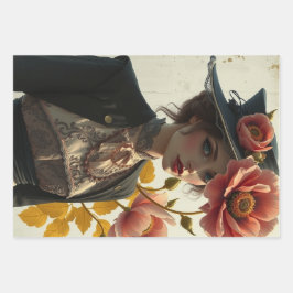 Le Femme Wrapping Papper Flat Lakan Decoupage