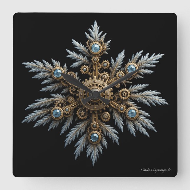 Le Flocon de Sidera – Artefact steampunk -  Fyrkantig Klocka (Framsida)