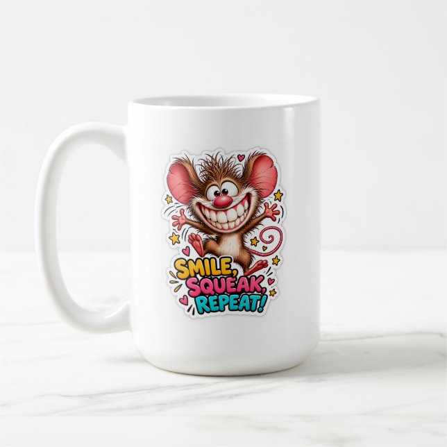🐭✨ Le, gläfs, upprepa! Rolig Musmugg ☕💖 Kaffemugg (Vänster)