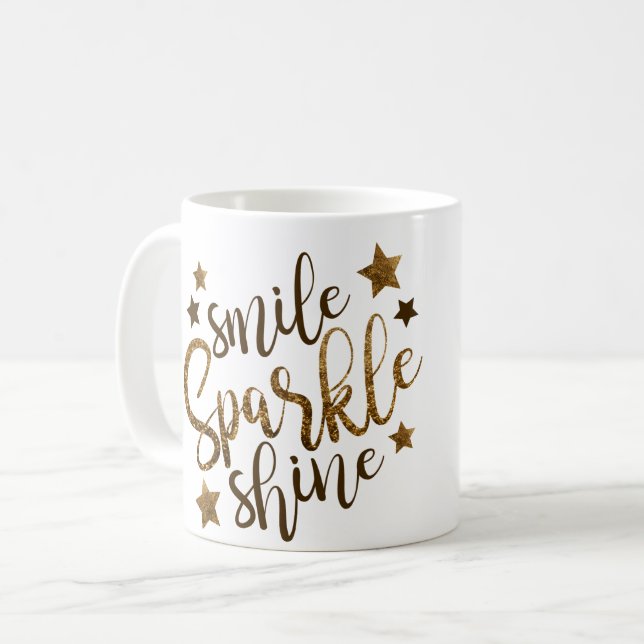Le gnistrasken - guld- bokstävermugg för stjärnor kaffemugg (Framsida vänster)