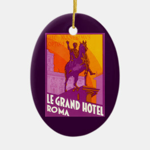 Le Grand Hotel Roma Staty, Italien, Vintage Resa Julgransprydnad Keramik