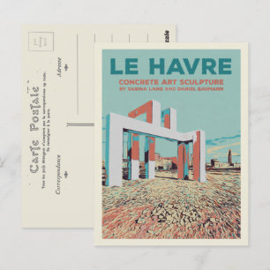 Le Havre-betongskulptur på strand-Frankrike Vykort