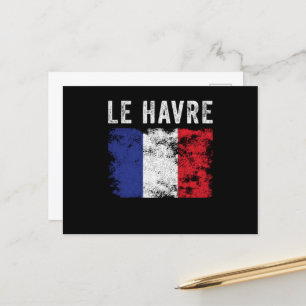 Le Havre Frankrike Flagga Fransk Souvenir Vykort