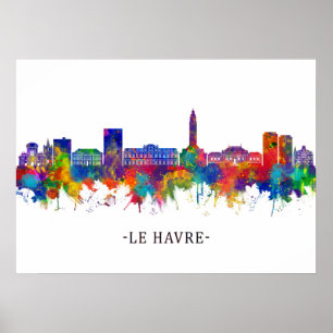 Le Havre Frankrike Skyline Poster