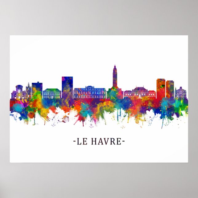 Le Havre Frankrike Skyline Poster (Framsidan)
