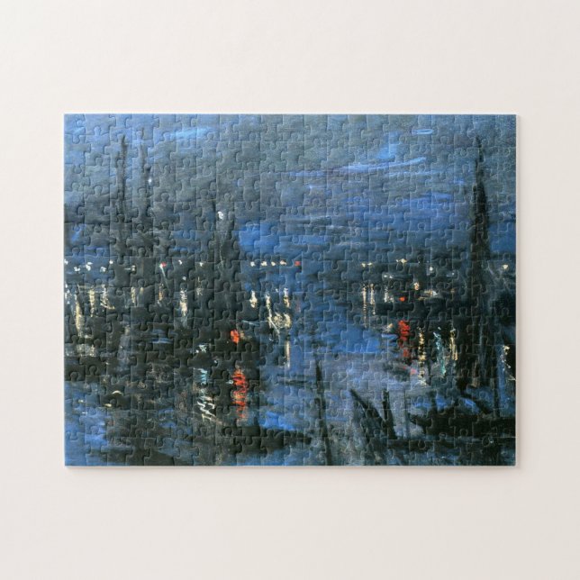 Le Havres hamn, Natteffekt Monet Fine Art Pussel (Horisontell)