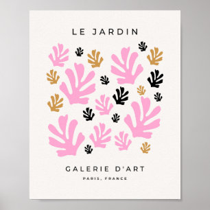 Le Jardin 01 Botaniskt Rosa och Guld Modern Löv Poster