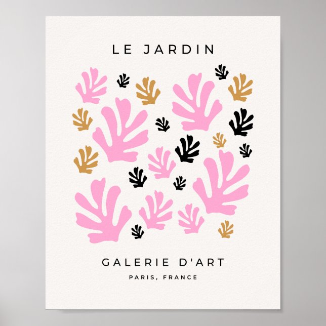 Le Jardin 01 Botaniskt Rosa och Guld Modern Löv Poster (Framsidan)