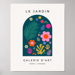 Le Jardin 05 Abstrakt Flowers Navy Blue Blommigt Poster