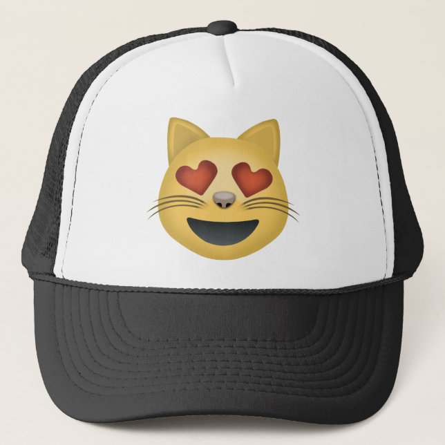 Le kattansikte med hjärtformade ögon Emoji Keps (Framsida)