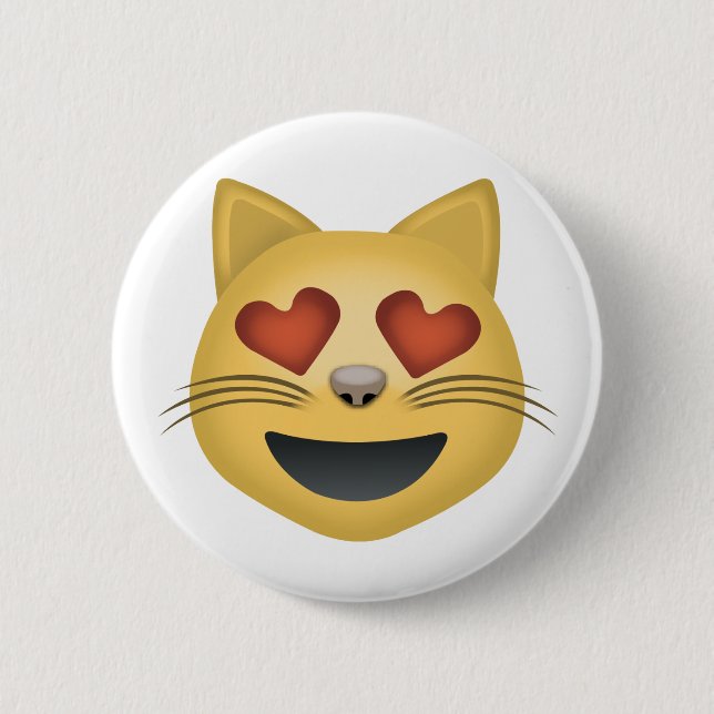 Le kattansikte med hjärtformade ögon Emoji Knapp (Framsida)