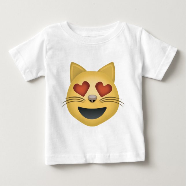 Le kattansikte med hjärtformade ögon Emoji T Shirt (Framsida)