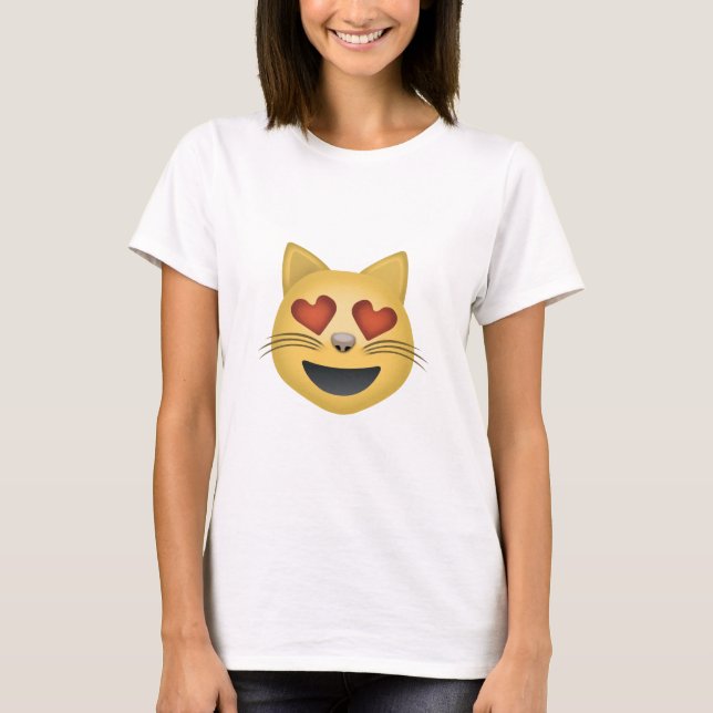 Le kattansikte med hjärtformade ögon Emoji Tee (Framsida)