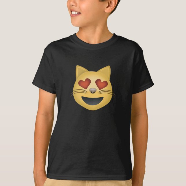 Le kattansikte med hjärtformade ögon Emoji Tee Shirt (Framsida)