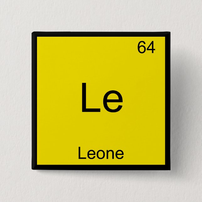 Le - Leone Roligt Kemiskt Element Symbol T-Shirt Knapp (Framsida)