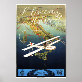LE LINEE ITALIEN Airlines Flygplan Europe Travel A Poster