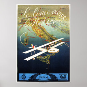LE LINEE ITALIEN Airlines Flygplan Europe Travel A Poster