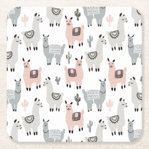 Le Llamasmönster Underlägg Papper Kvadrat