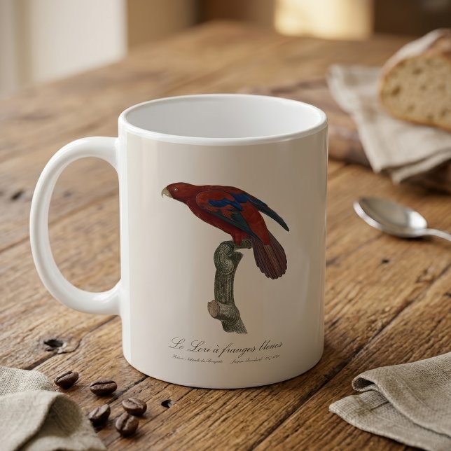 Le Lori a franges bleues Kaffemugg (Long-Tailed Red Lory, Trichoglossus borneus. Coffee Mug)