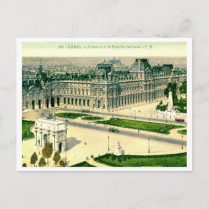 Le Louvre, Paris, Frankrike Vintage Vykort