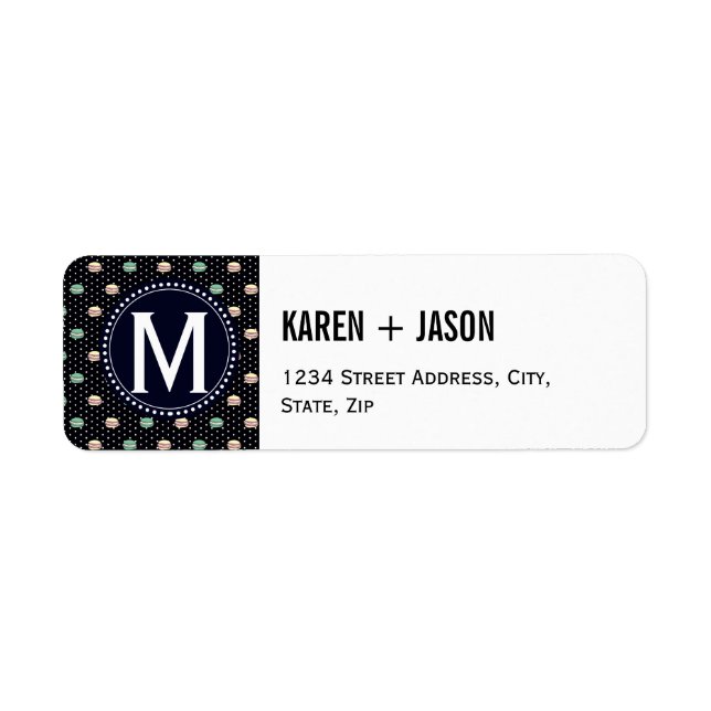 Le Macaron polkadot Returadress Etikett (Framsidan)