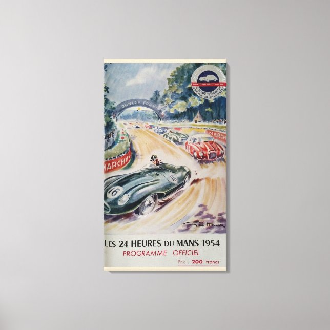 Le Mans, 1954, vintage poster, retro poster Canvastryck (Framsida)