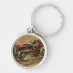 Le Mans Racecar av Ethan Harper Rund Silverfärgad Nyckelring